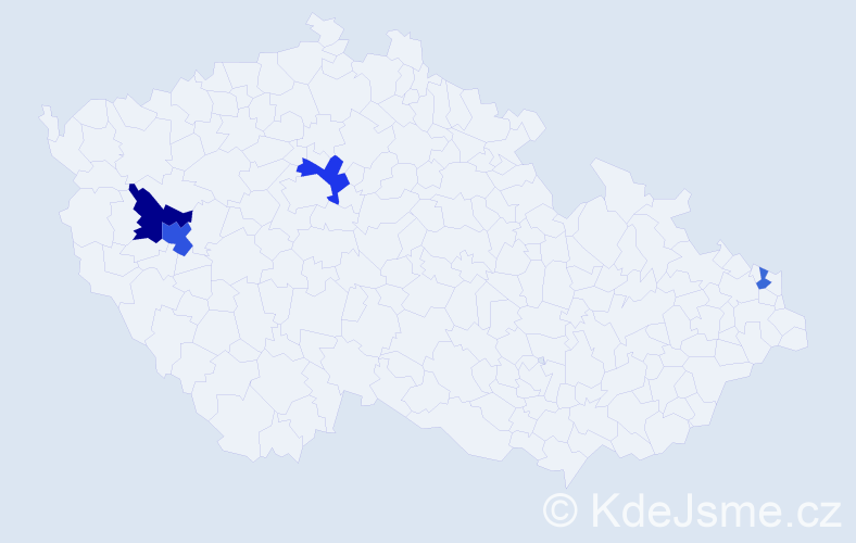 Příjmení: 'Mur', počet výskytů 8 v celé ČR