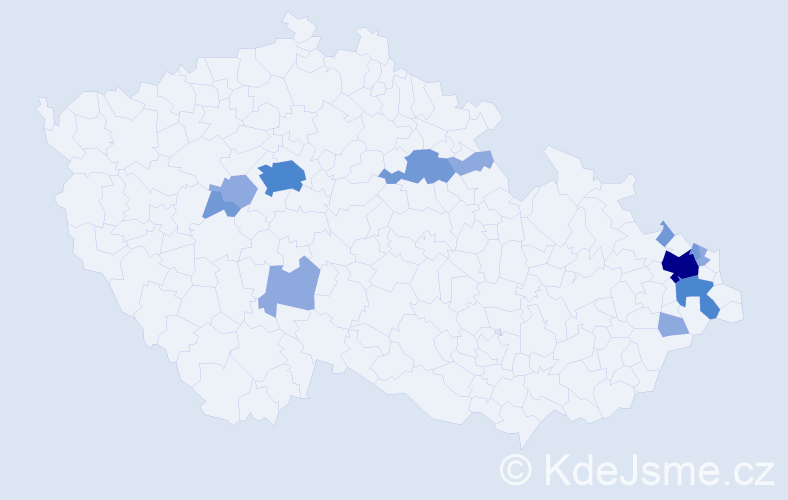Příjmení: 'Depta', počet výskytů 25 v celé ČR