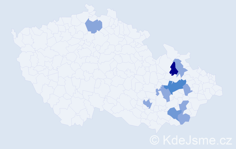 Příjmení: 'Bahulíková', počet výskytů 24 v celé ČR