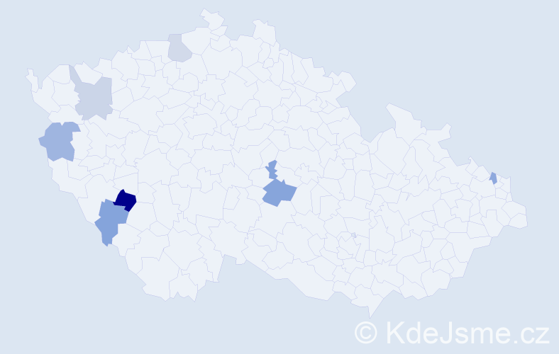 Příjmení: 'Kutaková', počet výskytů 9 v celé ČR