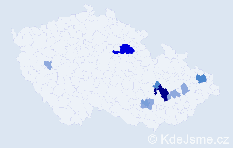 Příjmení: 'Čépe', počet výskytů 25 v celé ČR