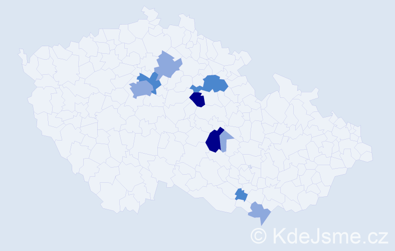 Příjmení: 'Pitka', počet výskytů 20 v celé ČR