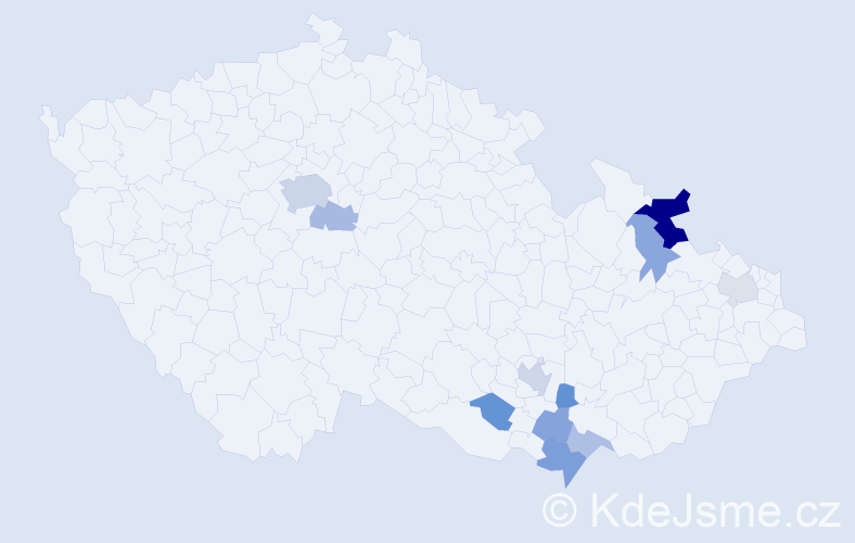 Příjmení: 'Bedaň', počet výskytů 22 v celé ČR