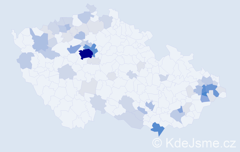 Příjmení: 'Hykl', počet výskytů 198 v celé ČR