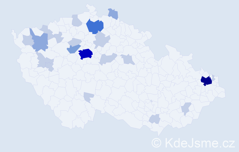 Příjmení: 'Hribová', počet výskytů 48 v celé ČR