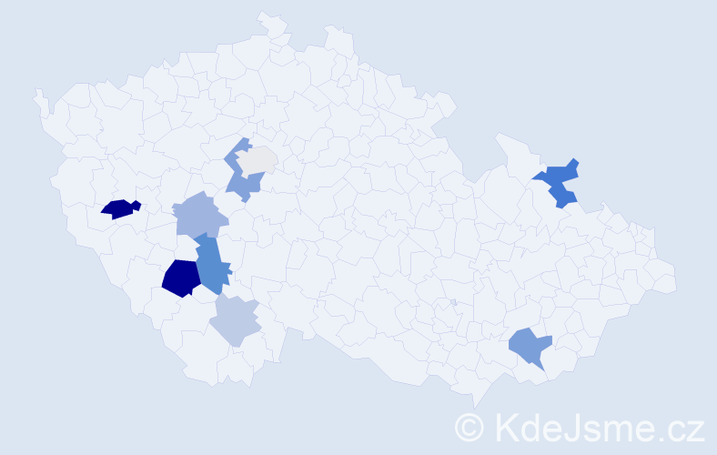 Příjmení: 'Marienková', počet výskytů 17 v celé ČR
