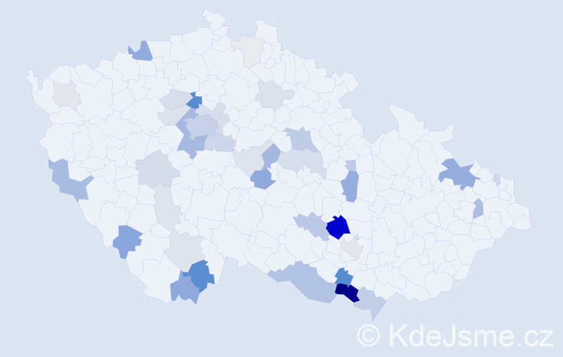 Příjmení: 'Bahenský', počet výskytů 141 v celé ČR