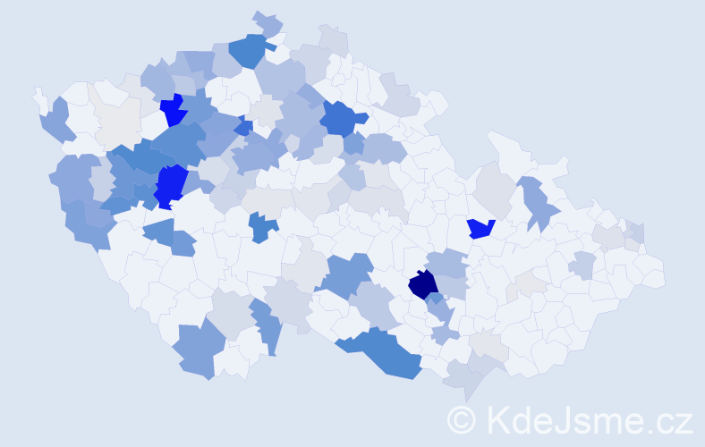 Příjmení: 'Kočka', počet výskytů 595 v celé ČR