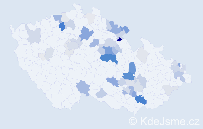 Příjmení: 'Barva', počet výskytů 165 v celé ČR