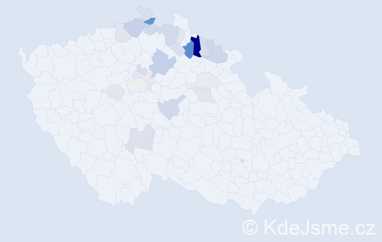 Příjmení: 'Jiřištová', počet výskytů 62 v celé ČR