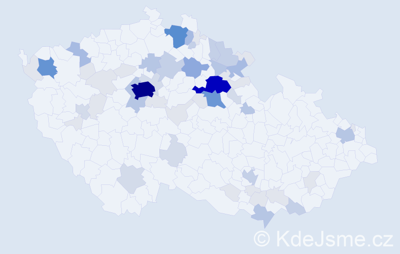 Příjmení: 'Vachek', počet výskytů 197 v celé ČR