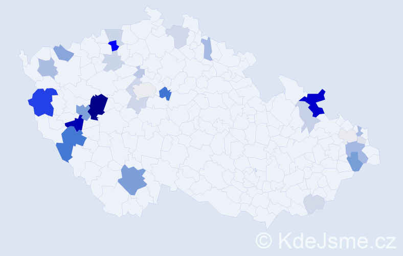 Příjmení: 'Tejček', počet výskytů 101 v celé ČR
