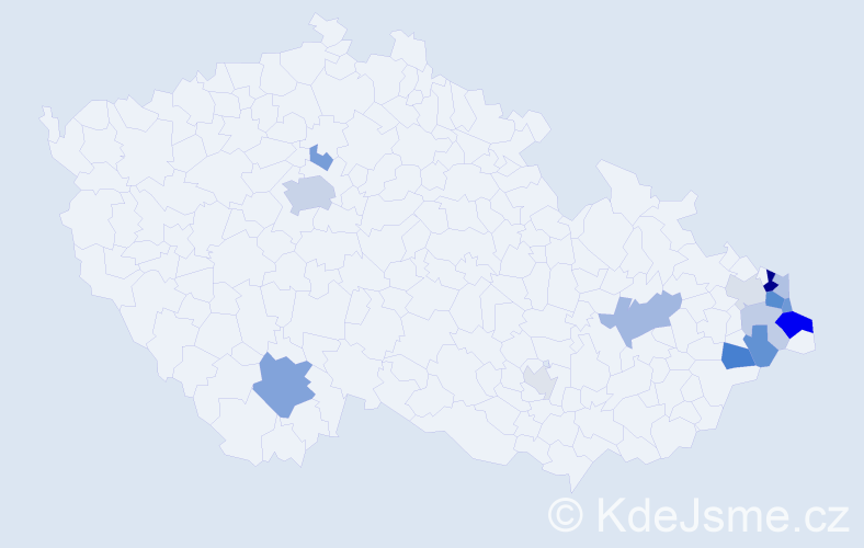 Příjmení: 'Kaminski', počet výskytů 34 v celé ČR