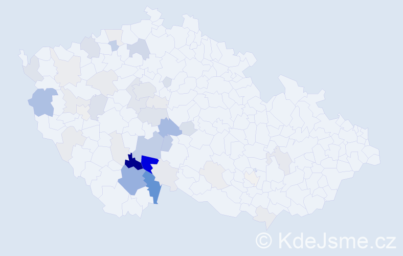 Příjmení: 'Malecha', počet výskytů 133 v celé ČR