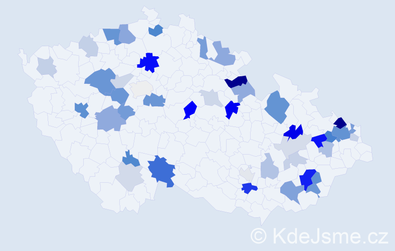 Příjmení: 'Bobák', počet výskytů 114 v celé ČR