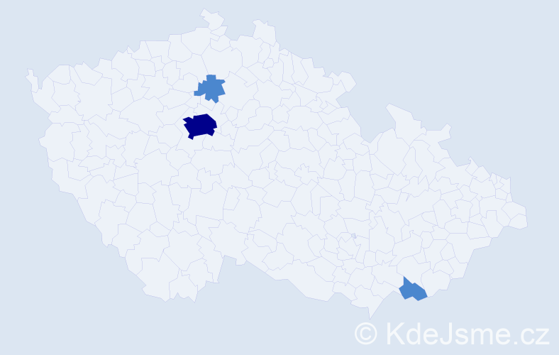 Příjmení: 'East', počet výskytů 5 v celé ČR