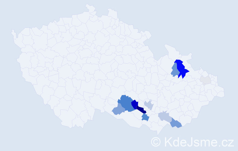 Příjmení: 'Stonáček', počet výskytů 28 v celé ČR