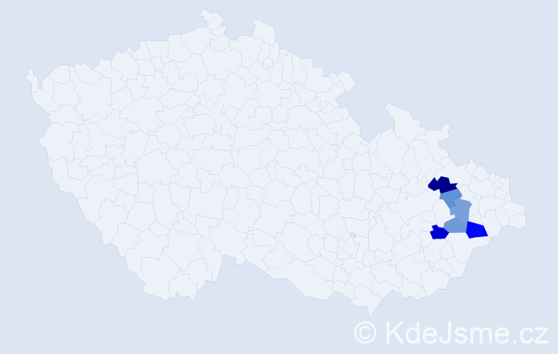 Příjmení: 'Kyšáková', počet výskytů 13 v celé ČR