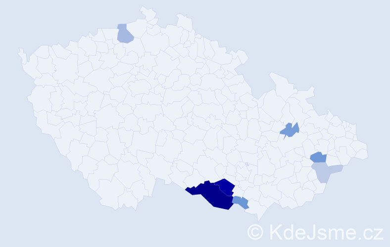 Příjmení: 'Danihelíková', počet výskytů 21 v celé ČR
