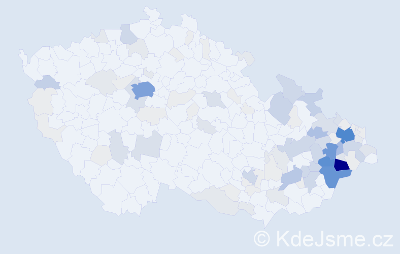 Příjmení: 'Mikulenka', počet výskytů 450 v celé ČR