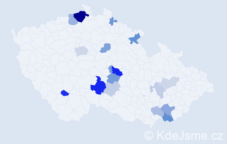 Příjmení: 'Vydlák', počet výskytů 39 v celé ČR