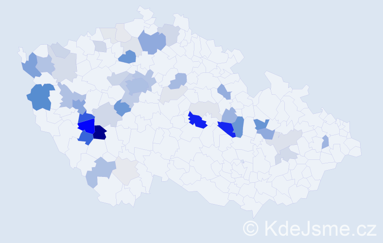 Příjmení: 'Pechr', počet výskytů 166 v celé ČR