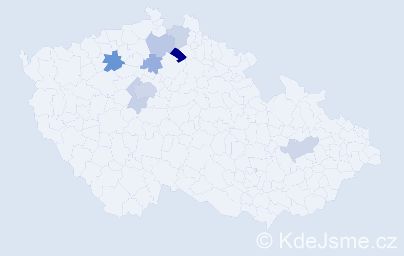 Příjmení: 'Kramerius', počet výskytů 15 v celé ČR