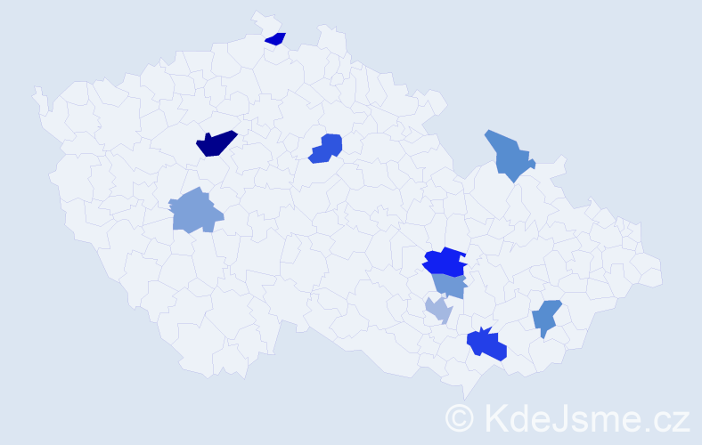 Příjmení: 'Vavris', počet výskytů 18 v celé ČR