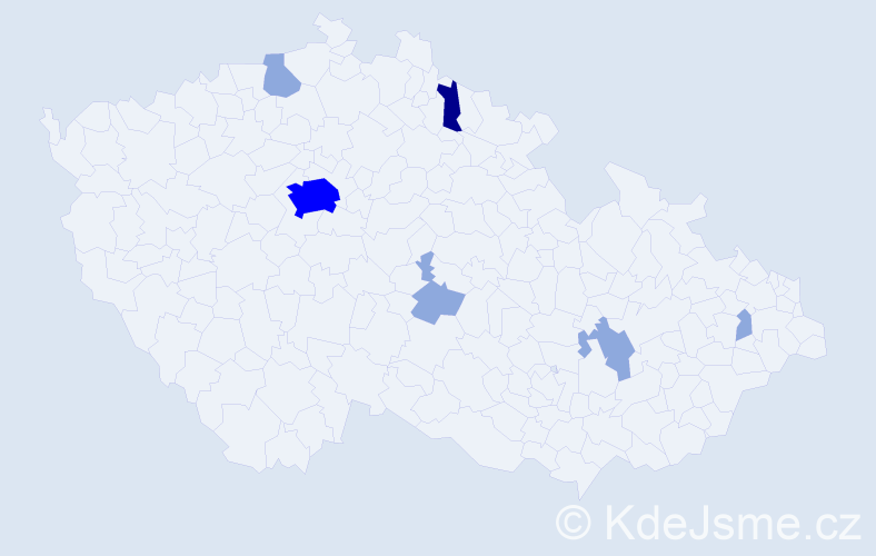Příjmení: 'Vrdlovcová', počet výskytů 13 v celé ČR