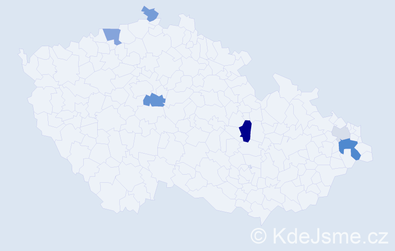 Příjmení: 'Hadviga', počet výskytů 13 v celé ČR