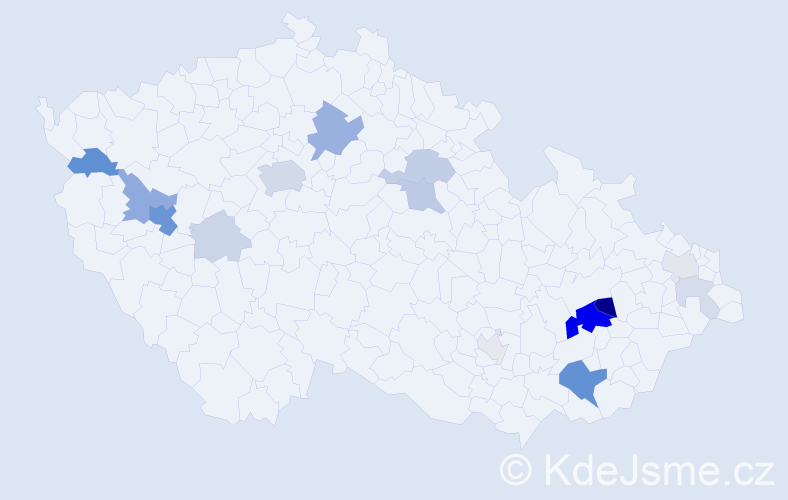 Příjmení: 'Kubanová', počet výskytů 53 v celé ČR