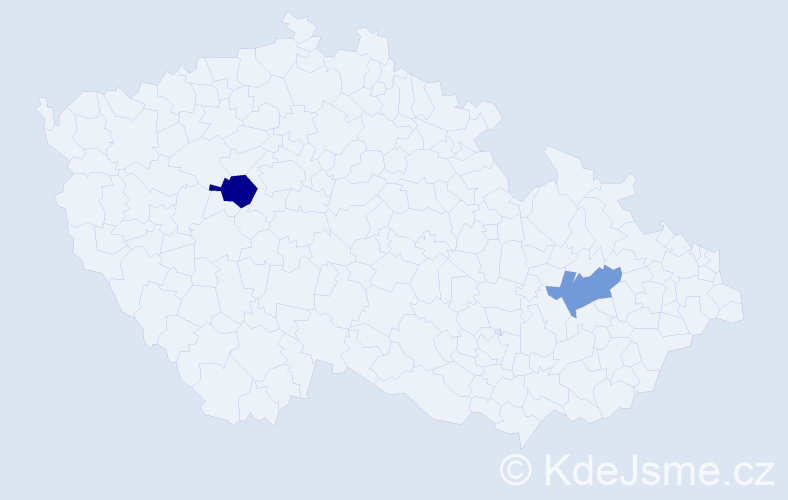Příjmení: 'Veleva', počet výskytů 5 v celé ČR