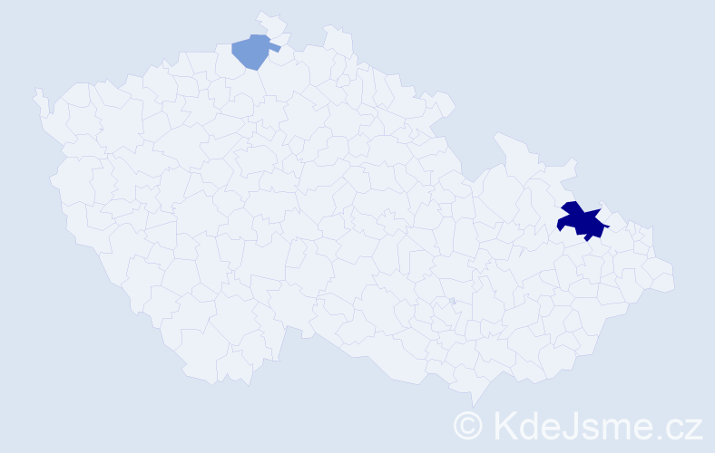 Příjmení: 'Kobelár', počet výskytů 5 v celé ČR