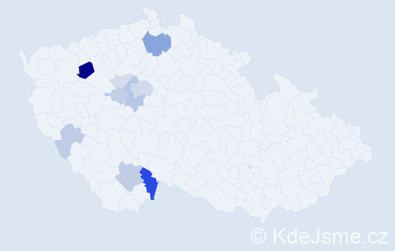 Příjmení: 'Kecek', počet výskytů 24 v celé ČR