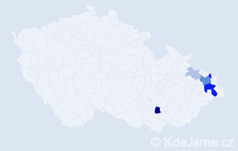 Příjmení: 'Fanfrla', počet výskytů 19 v celé ČR