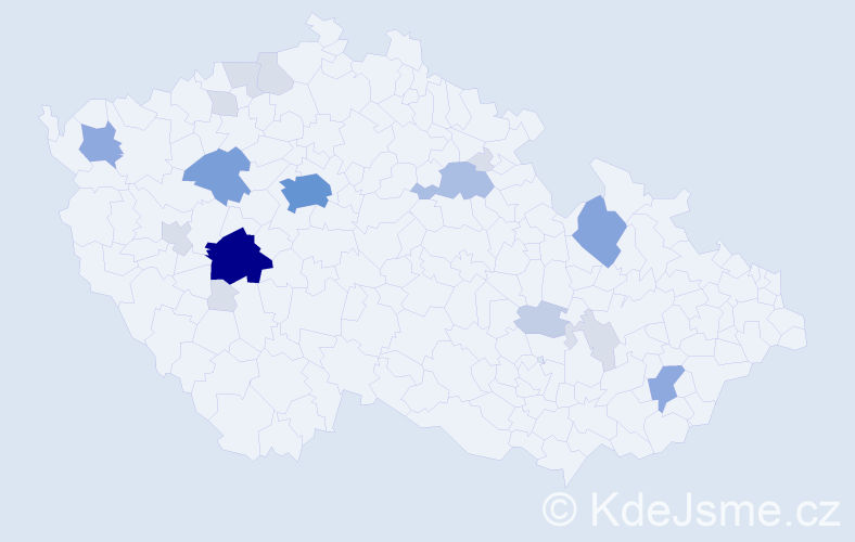 Příjmení: 'Vachata', počet výskytů 60 v celé ČR