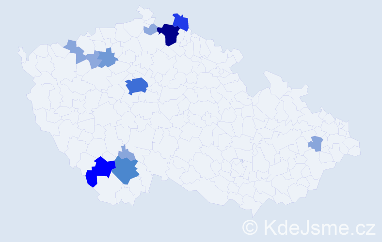 Příjmení: 'Rajnová', počet výskytů 42 v celé ČR