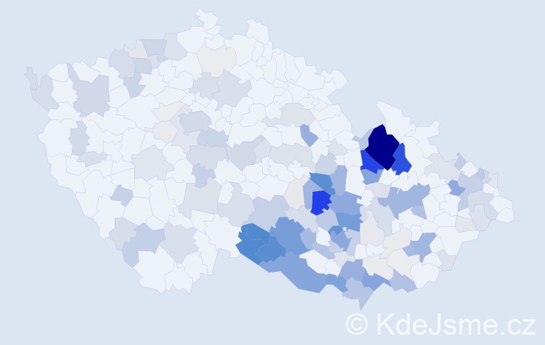 Příjmení: 'Skoumal', počet výskytů 558 v celé ČR
