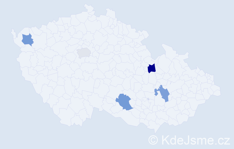 Příjmení: 'Kovačevič', počet výskytů 5 v celé ČR