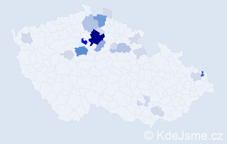 Příjmení: 'Trhoňová', počet výskytů 68 v celé ČR