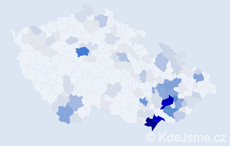 Příjmení: 'Úlehla', počet výskytů 347 v celé ČR