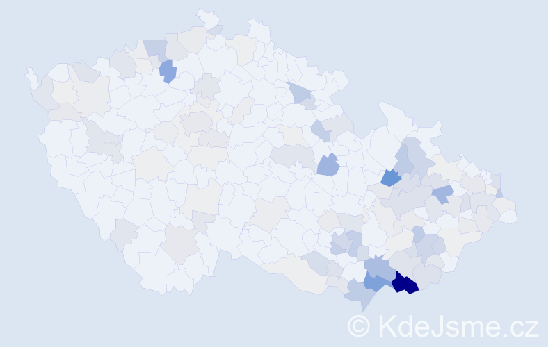 Příjmení: 'Bačíková', počet výskytů 414 v celé ČR