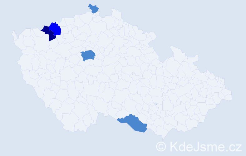 Příjmení: 'Dinebier', počet výskytů 8 v celé ČR