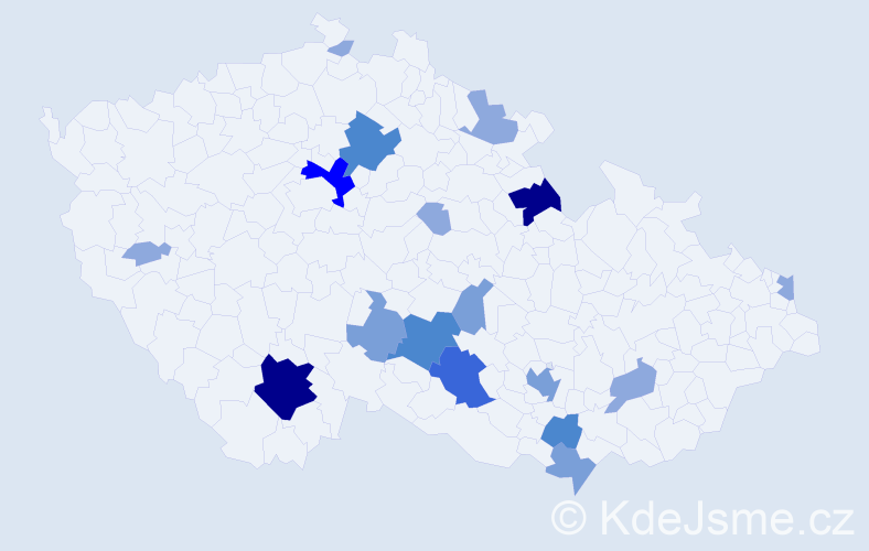 Příjmení: 'Lopatářová', počet výskytů 46 v celé ČR