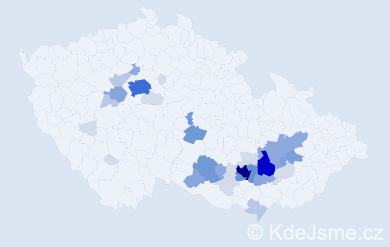 Příjmení: 'Palásek', počet výskytů 111 v celé ČR