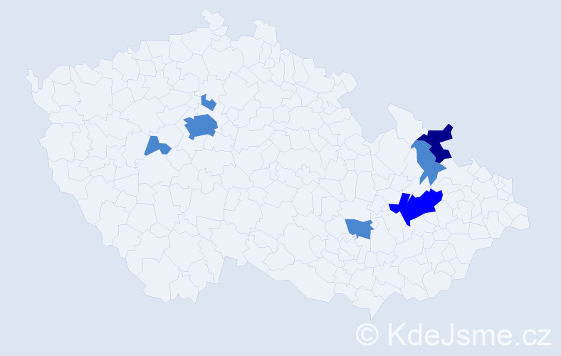 Příjmení: 'Radvák', počet výskytů 10 v celé ČR