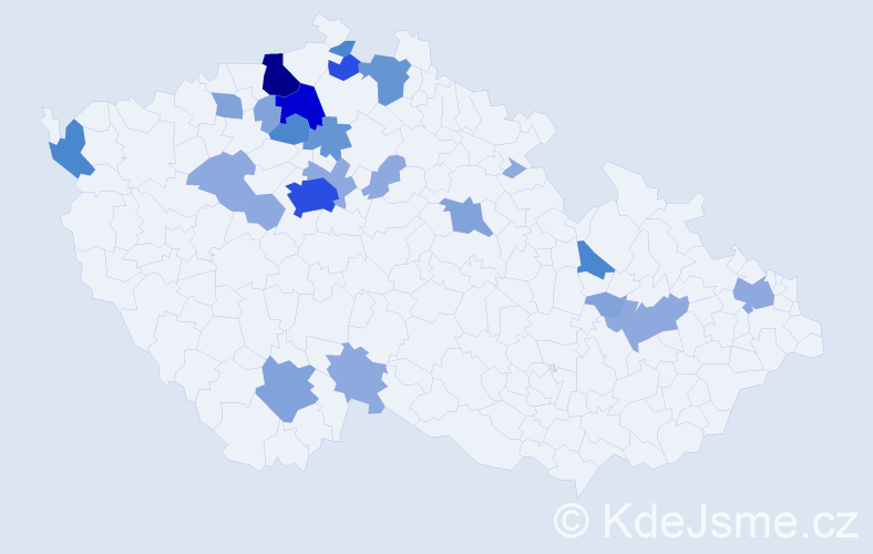 Příjmení: 'Bér', počet výskytů 65 v celé ČR
