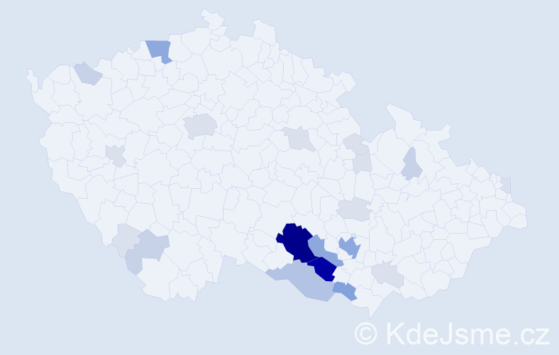 Příjmení: 'Tručka', počet výskytů 90 v celé ČR