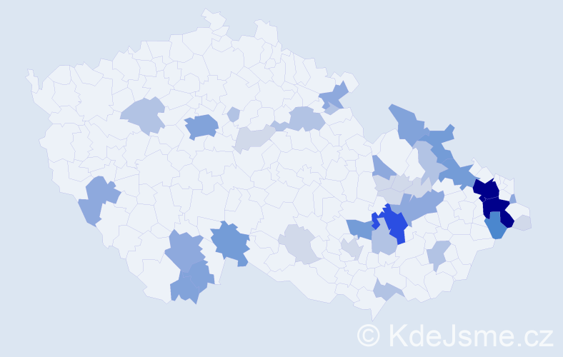 Příjmení: 'Kubalák', počet výskytů 128 v celé ČR