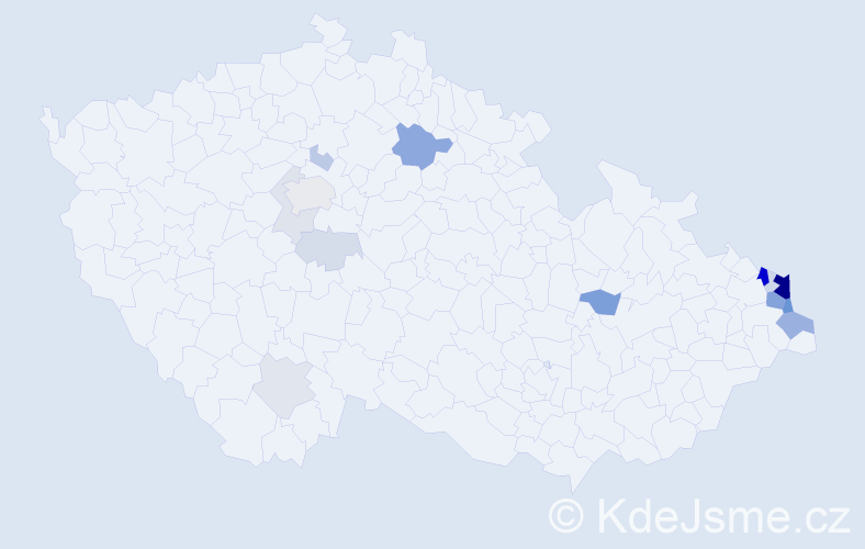 Příjmení: 'Kyjonka', počet výskytů 55 v celé ČR